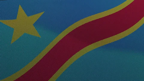 Congo Flag Digital Particle Waving Seamless Loop Animation on Black Backgroun 库存影片 339302374