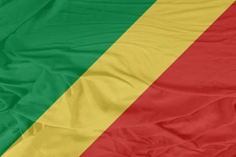 Congo Flag Fabric Flowing in Soft Breezy Wind Close-Up Stock Photos