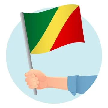 Congo flag in hand icon Stock Illustration
