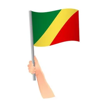 Congo flag in hand icon Stock Illustration
