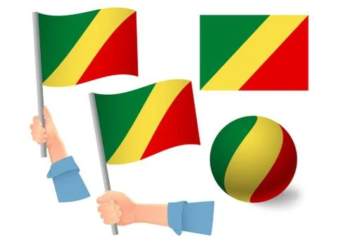 Congo flag in hand icon Stock Illustration