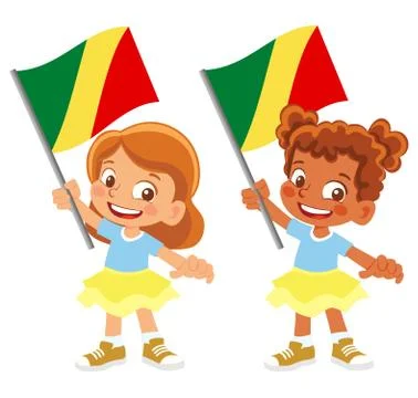 Congo flag in hand set Stock Illustration