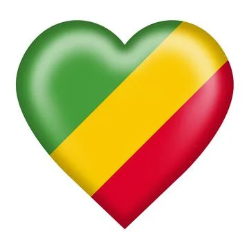 Congo flag heart button isolated on white with clipping path 3d illustration Stock Illustration
