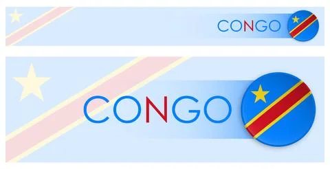 Congo flag horizontal web banner in modern neomorphism style. Webpage Congo.. イラスト素材