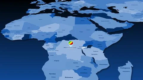 Congo flag icon GPS location tracking earth map Stock Illustration