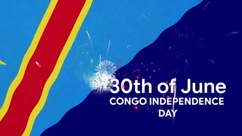 Congo Flag Independence Day June 30 Text Animation Background Stock Footage 339543012
