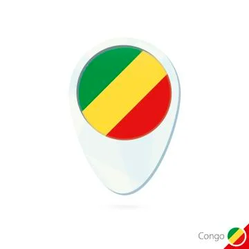 Congo flag location map pin icon on white background. Stock Illustration