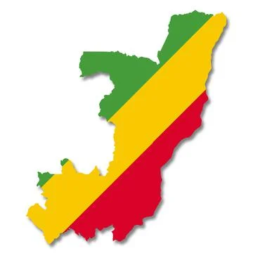 Congo flag map on white background 3d illustration with clipping path Stock Illustration