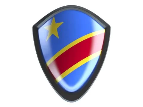 Congo flag on metal shield isolate on white background. 스톡 일러스트