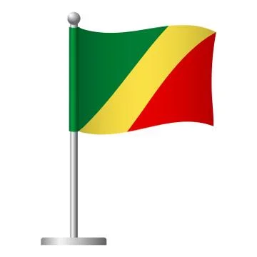 Congo flag on pole icon Stock Illustration