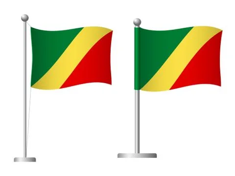 Congo flag on pole icon Stock Illustration