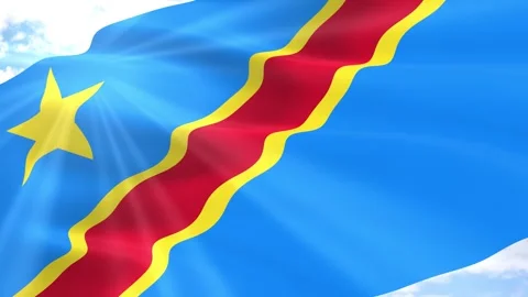 Congo Flag Seamless Loop 4k 60fps on Sky Background Stock Footage 341558218