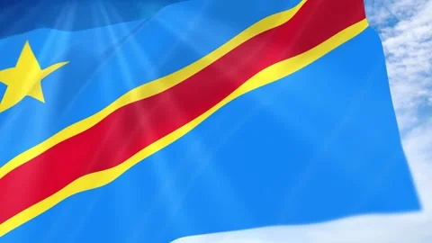 Congo Flag Seamless Loop 4k 60fps on Sky Background Stock Footage 341671825