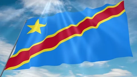 Congo Flag Seamless Loop 4k 60fps on Sky Background Stock Footage 341755890