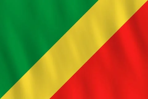 Congo flag with waving effect, official proportion. Stock Illustration