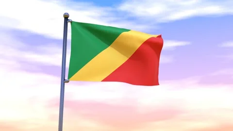 Congo Flag waving in the high wind Stock Footage 153869626