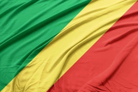 Congo Flag Waving in High Wind Close Up Stock Photos