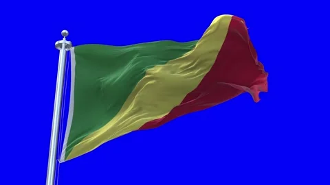 Congo Flag Waving in Loopable and Textured green screen background Stock Footage 296876575