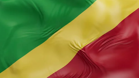 Congo flag waving Seamless silk flag 3d animation slow motion Looping Stock Footage 337950642