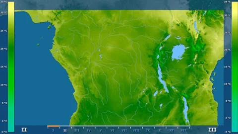 Congo Kinshasa - average temperature, raw data Stock Footage 92157780