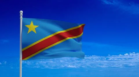 Congo-Kinshasa flag, waving in the wind - 3d rendering 스톡 일러스트