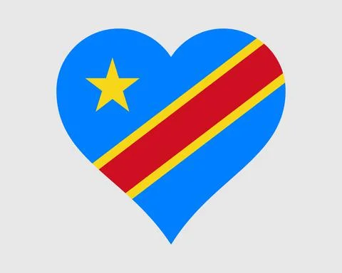 Congo Kinshasa Heart Flag. DR Congo, DRC, DROC Love Shape Country National Flag. 库存插图