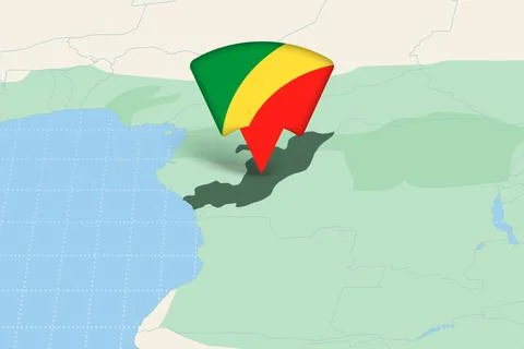 Congo Location Highlighted on African Map with Flag Icon. Illustration