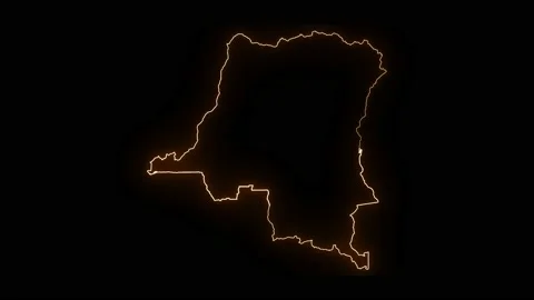 Congo map with all states or provinces glowing neon outline. Stock Footage 195468740