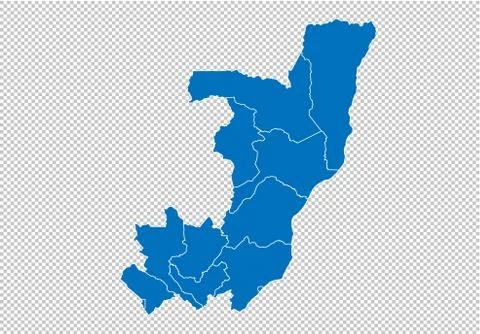 Congo map - High detailed blue map with counties/regions/states of congo. con Stock Illustration