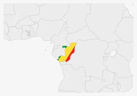 Congo map highlighted in Congo flag colors Stock Illustration