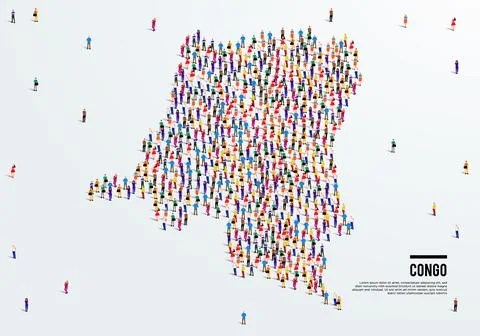 Congo Map. Large group of people form to create a shape of the Congo Map. Stock Illustration