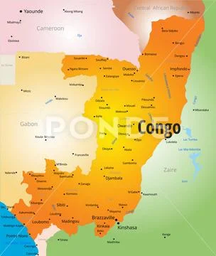 Congo map vector color map of Congo country Copyright: xZoonar.com ...