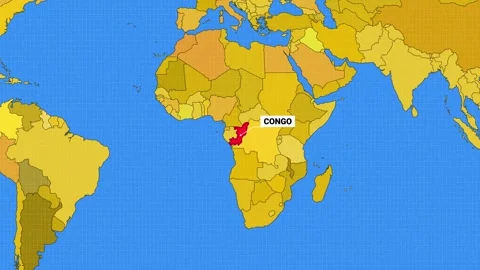 Congo Map Yellow and Blue Color New Style Stock Footage 341470162