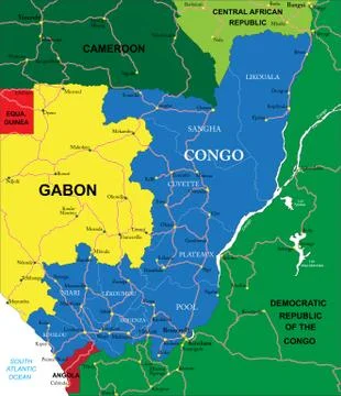 Congo political map Stock Illustration