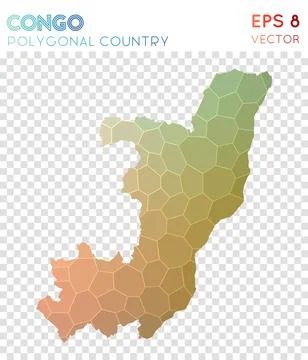 Congo polygonal map, mosaic style country. Ecstatic low poly style, modern .. イラスト素材