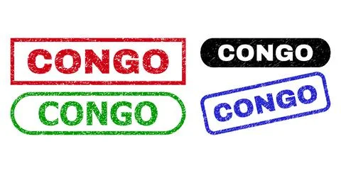 CONGO Rectangle Watermarks Using Corroded Texture Stock Illustration