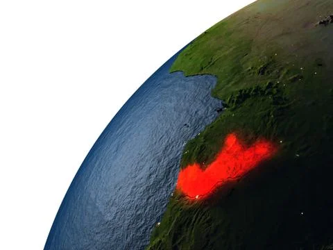 Congo in red on Earth at night Stock Illustration