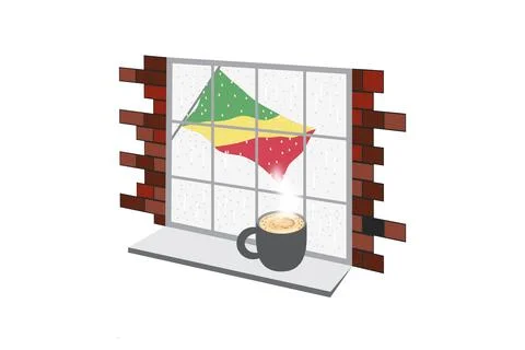 Congo Republic of the Coffee Rain Windows Fog Vector Illustration Stock Illustration
