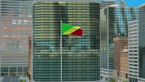 Congo Republic of the Flag 3D Render Animation on Pole with Modern Business  Stock-Footage 332883742