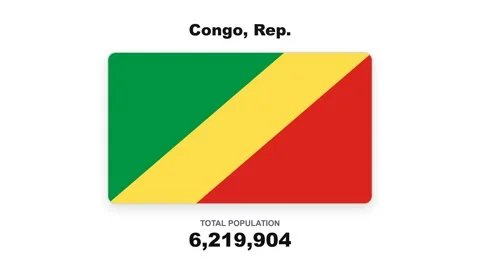 Congo Republic Flag and Total Population Statistics - Digital Graphics - 4K Stock Footage 347186407