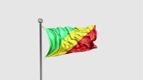 Congo republic Flag  Animation Loop Include Alpha 3D Rendering Video stock 283118827