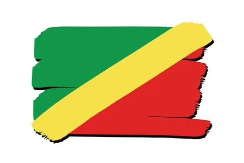 Congo Republic Flag with colored hand drawn lines in Vector Format Stock Illustration