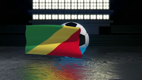 Congo Republic flag flies around a soccer ball Stock Footage 109160779