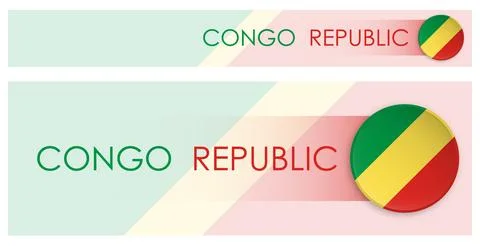Congo Republic flag horizontal web banner in modern neomorphism style. Webp.. Stock Illustration