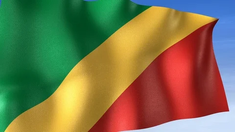 Congo Republic Flag - Set of 3 Angles with Masks [3WaveSeries] Stock Footage 105307694