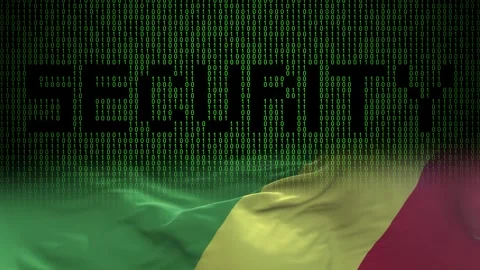 Congo Republic of the flag - Waving flag on matrix binary code background Stock Footage 321422208