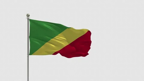 Congo Republic Looping Of The Waving Flag Pole With Alpha Stock Footage 161973856