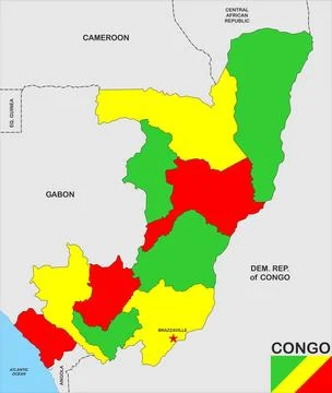 Congo republic map very big size congo republic political map with flag Co... Stock Photos