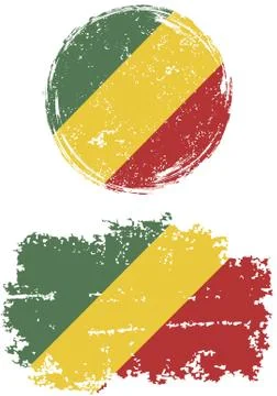 Congo Republic round and square grunge flags. Vector illustration Illustrazione stock