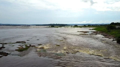 Congo river from above, crane movement, Brazzaville, Congo Stock-Footage 128736674